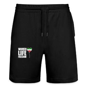 Women life freedom - Short de jogging bio TRAINER Stanley/Stella unisexe - noir - Devant - Nik (191cm) & Marisol (170cm)