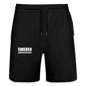 Schweden - Stanley/Stella Unisex Bio Joggingshorts Trainer  - Schwarz - Vorne - Nik (191cm) & Marisol (170cm)