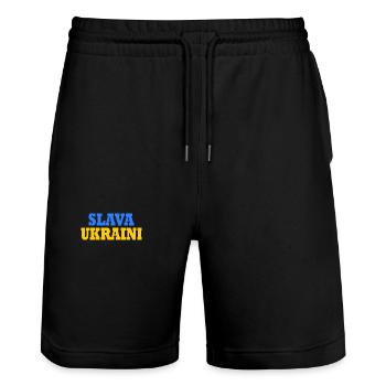 Slava ukraini - Short de jogging bio TRAINER Stanley/Stella unisexe - noir - Devant - Nik (191cm) & Marisol (170cm)