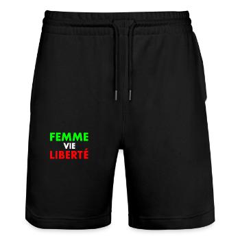 Woman life freedom - Stanley/Stella Trainer Unisex Organic Jogging Shorts - black - Front - Nik (191cm) & Marisol (170cm)