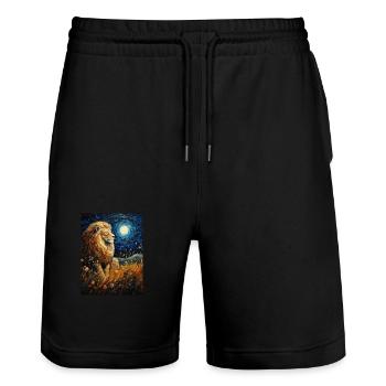 Lion, Van Gogh, Nuit Étoilée, Animal, Lions - Short de jogging bio TRAINER Stanley/Stella unisexe - noir - Devant - Nik (191cm) & Marisol (170cm)