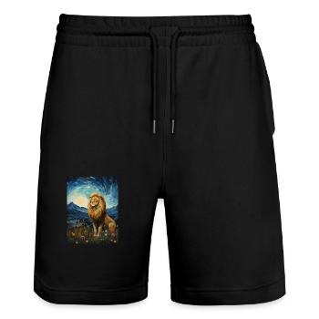 Lion, Van Gogh, Nuit Étoilée, Animal, Lions - Short de jogging bio TRAINER Stanley/Stella unisexe - noir - Devant - Nik (191cm) & Marisol (170cm)