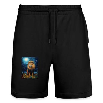 Lion, Van Gogh, Nuit Étoilée, Animal, Lions - Short de jogging bio TRAINER Stanley/Stella unisexe - noir - Devant - Nik (191cm) & Marisol (170cm)