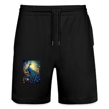 Peacock, Van Gogh, Starry Night, Animal - Stanley/Stella Trainer Unisex Organic Jogging Shorts - black - Front - Nik (191cm) & Marisol (170cm)