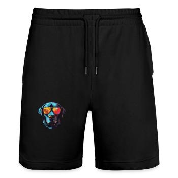 Labrador Hund Kopf Cool - Stanley/Stella Unisex Bio Joggingshorts Trainer  - Schwarz - Vorne - Nik (191cm) & Marisol (170cm)