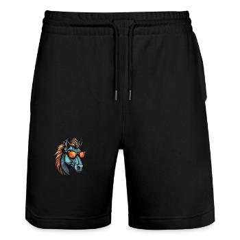 Cheval Cool Head Party - Short de jogging bio TRAINER Stanley/Stella unisexe - noir - Devant - Nik (191cm) & Marisol (170cm)