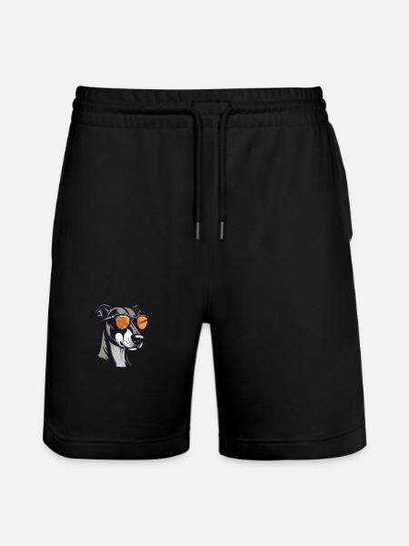 Greyhound Dog Cool Head Party - Stanley/Stella Trainer Unisex Organic Jogging Shorts - black