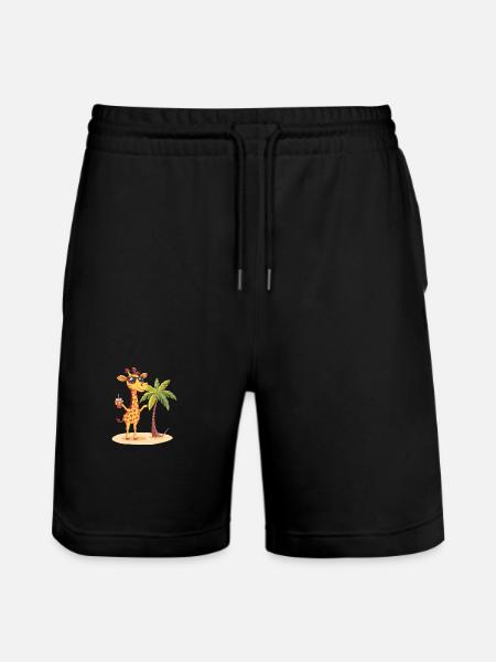 Giraffe Summer Beach Comic - Stanley/Stella Trainer Unisex Organic Jogging Shorts - black