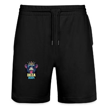 Ibiza 2024 Affe - Stanley/Stella Unisex Bio Joggingshorts Trainer  - Schwarz - Vorne - Nik (191cm) & Marisol (170cm)