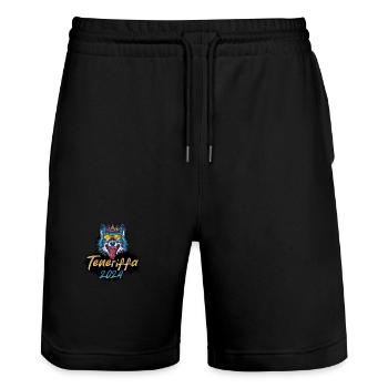 Teneriffa 2024 Party Wolf - Stanley/Stella Unisex Bio Joggingshorts Trainer  - Schwarz - Vorne - Nik (191cm) & Marisol (170cm)