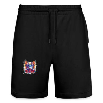 Husky Dog Crest Portrait Colorful - Stanley/Stella Trainer Unisex Organic Jogging Shorts - black - Front - Nik (191cm) & Marisol (170cm)