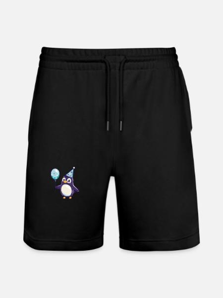Penguin Birthday Comic - Stanley/Stella Trainer Unisex Organic Jogging Shorts - black