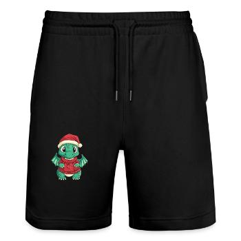 Drache Weihnachten Comic - Stanley/Stella Unisex Bio Joggingshorts Trainer  - Schwarz - Vorne - Nik (191cm) & Marisol (170cm)