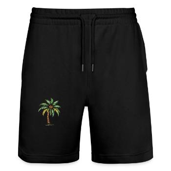 Icône de palmier - Short de jogging bio TRAINER Stanley/Stella unisexe - noir - Devant - Nik (191cm) & Marisol (170cm)