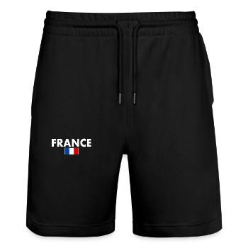 France - Short de jogging bio TRAINER Stanley/Stella unisexe - noir - Devant - Nik (191cm) & Marisol (170cm)