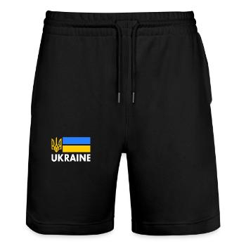 Ukraine - Short de jogging bio TRAINER Stanley/Stella unisexe - noir - Devant - Nik (191cm) & Marisol (170cm)