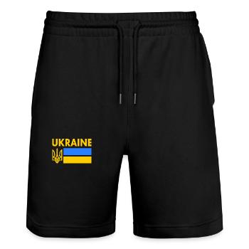 Ukraine - Short de jogging bio TRAINER Stanley/Stella unisexe - noir - Devant - Nik (191cm) & Marisol (170cm)