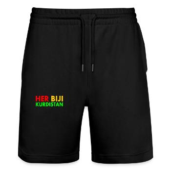 Her biji Kurdistan - Stanley/Stella Unisex Bio Joggingshorts Trainer  - Schwarz - Vorne - Nik (191cm) & Marisol (170cm)