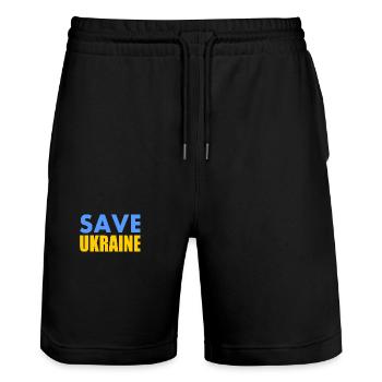 Save ukraine - Stanley/Stella Trainer Unisex Organic Jogging Shorts - black - Front - Nik (191cm) & Marisol (170cm)