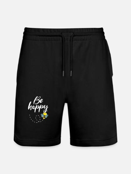 Be Happy Bee - Stanley/Stella Trainer Unisex Organic Jogging Shorts - black