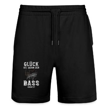 Bass, Musik Design - Stanley/Stella Unisex Bio Joggingshorts Trainer  - Schwarz - Vorne - Nik (191cm) & Marisol (170cm)