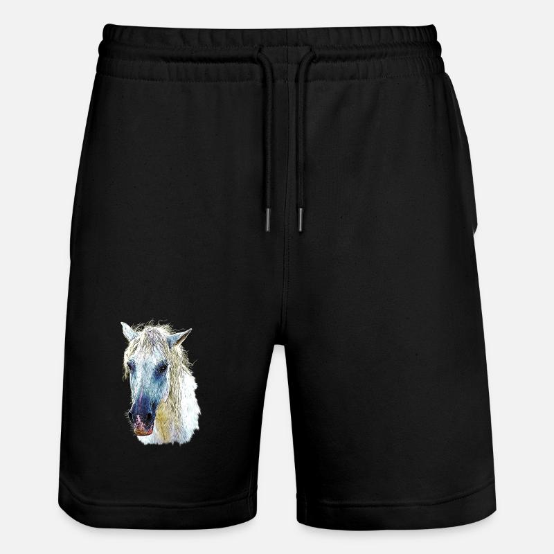 Cheval camarguais en Pastel Fluide - Short de jogging bio TRAINER Stanley/Stella unisexe - noir