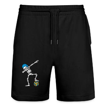 DAB DABBING Skelett Wasserball Halloween - Stanley/Stella Unisex Bio Joggingshorts Trainer  - Schwarz - Vorne - Nik (191cm) & Marisol (170cm)