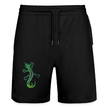 Green lizard, tribal and tattoo style. - Stanley/Stella Trainer Unisex Organic Jogging Shorts - black - Front - Nik (191cm) & Marisol (170cm)