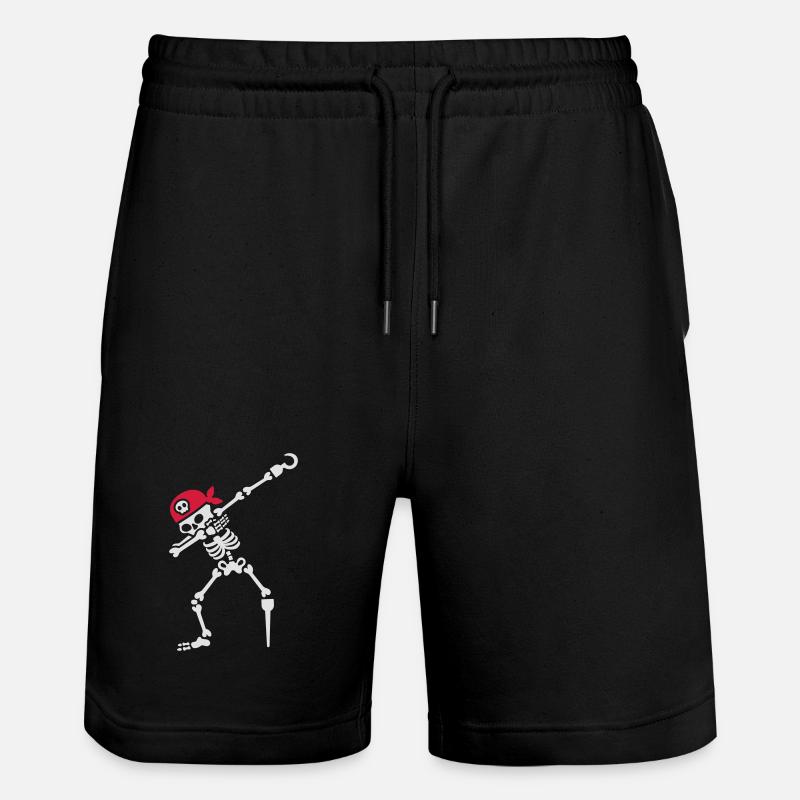 Dab / dabbing skeleton pirate - Stanley/Stella Trainer Unisex Organic Jogging Shorts - black
