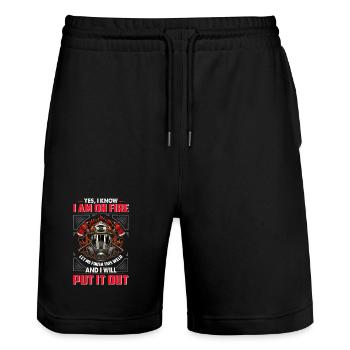 Feuerwehr - Stanley/Stella Unisex Bio Joggingshorts Trainer  - Schwarz - Vorne - Nik (191cm) & Marisol (170cm)