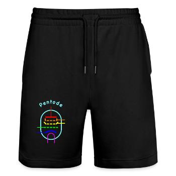 Rainbow Pentode - Vacuum Tube Symbol - Stanley/Stella Trainer Unisex Organic Jogging Shorts - black - Front - Nik (191cm) & Marisol (170cm)