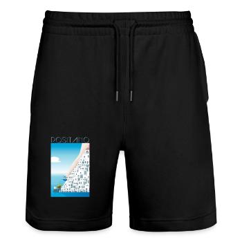 Positano CostaBlu Weiße Häuser - Stanley/Stella Unisex Bio Joggingshorts Trainer  - Schwarz - Vorne - Nik (191cm) & Marisol (170cm)