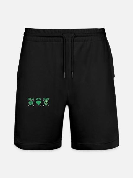 Peace Love Aliens - Stanley/Stella Unisex Bio Joggingshorts Trainer - Schwarz