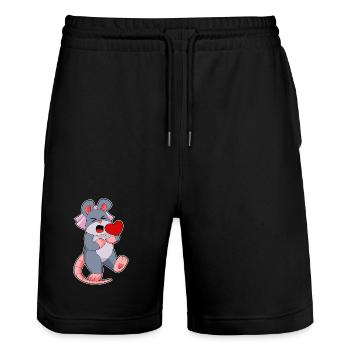 Mariage Mouse Bride Veil - Short de jogging bio TRAINER Stanley/Stella unisexe - noir - Devant - Nik (191cm) & Marisol (170cm)