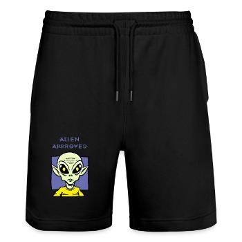 Conception Yellow Eye approuvée par Alien - Short de jogging bio TRAINER Stanley/Stella unisexe - noir - Devant - Nik (191cm) & Marisol (170cm)