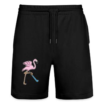 Hockey sur gazon Flamingo Stick - Short de jogging bio TRAINER Stanley/Stella unisexe - noir - Devant - Nik (191cm) & Marisol (170cm)