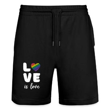 Mois de la fierté - L’amour c’est l’amour - Short de jogging bio TRAINER Stanley/Stella unisexe - noir - Devant - Nik (191cm) & Marisol (170cm)