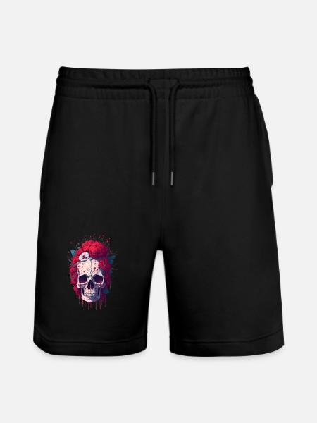 Crâne à fleurs rouges - Short de jogging bio TRAINER Stanley/Stella unisexe - noir