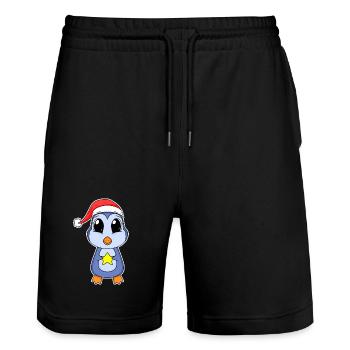 Pinguin Weihnachten - Stanley/Stella Unisex Bio Joggingshorts Trainer  - Schwarz - Vorne - Nik (191cm) & Marisol (170cm)