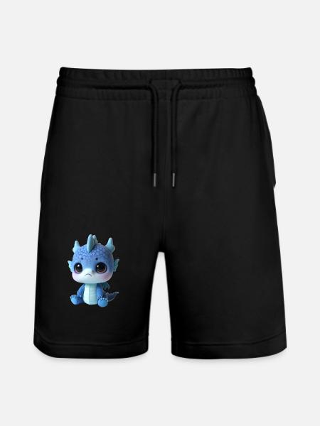 Cute Dragon Plush Charm - Stanley/Stella Trainer Unisex Organic Jogging Shorts - black