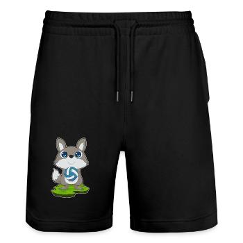 Hund Volleyballspieler Volleyball Sport - Stanley/Stella Unisex Bio Joggingshorts Trainer  - Schwarz - Vorne - Nik (191cm) & Marisol (170cm)