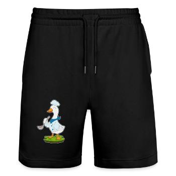 Duck Cooking Cooking Spoon Cooking - Stanley/Stella Trainer Unisex Organic Jogging Shorts - black - Front - Nik (191cm) & Marisol (170cm)