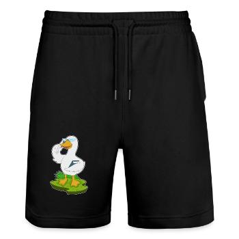 Duck Teacher Book School - Stanley/Stella Trainer Unisex Organic Jogging Shorts - black - Front - Nik (191cm) & Marisol (170cm)