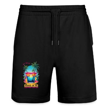 He said: Hawaii or I - Stanley/Stella Trainer Unisex Organic Jogging Shorts - black - Front - Nik (191cm) & Marisol (170cm)