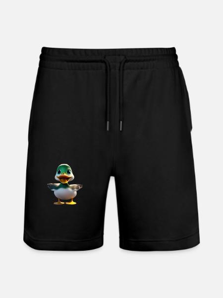 Green Head Duck Mascot - Stanley/Stella Trainer Unisex Organic Jogging Shorts - black