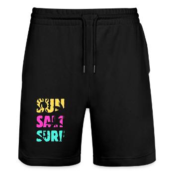 Sun Salt Surf Summer - Stanley/Stella Trainer Unisex Organic Jogging Shorts - black - Front - Nik (191cm) & Marisol (170cm)