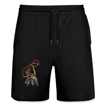 Garçons Karaté Croquis Vintage Look - Short de jogging bio TRAINER Stanley/Stella unisexe - noir - Devant - Nik (191cm) & Marisol (170cm)