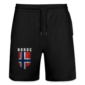 Norwegian flag, Norwegian pride - Stanley/Stella Trainer Unisex Organic Jogging Shorts - black - Front - Nik (191cm) & Marisol (170cm)