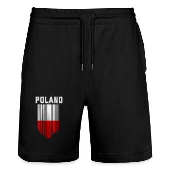 Flagge Polens, Polnischer Stolz - Stanley/Stella Unisex Bio Joggingshorts Trainer  - Schwarz - Vorne - Nik (191cm) & Marisol (170cm)