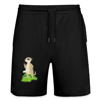 Erdmännchen Cricket Cricketschläger - Stanley/Stella Unisex Bio Joggingshorts Trainer  - Schwarz - Vorne - Nik (191cm) & Marisol (170cm)
